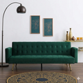 Green Velvet 3 Seater Fabric Sofa Bed